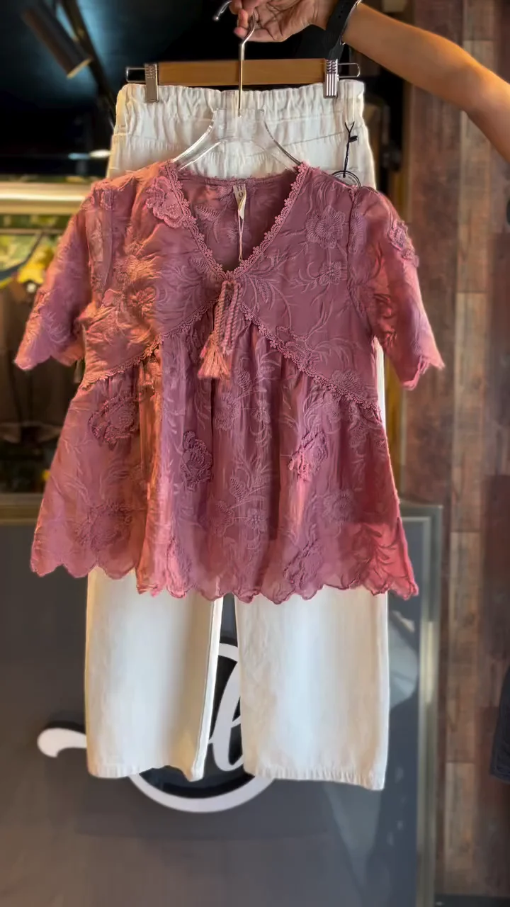 ๐ธ Blush Bloom Lace Co-Ord Set โ Elegant Top & Comfort Pants Combo ๐ธ - Image 5