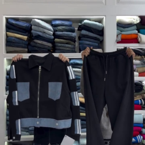 Black Denim Panel Jacket & Jogger Co-Ord Set