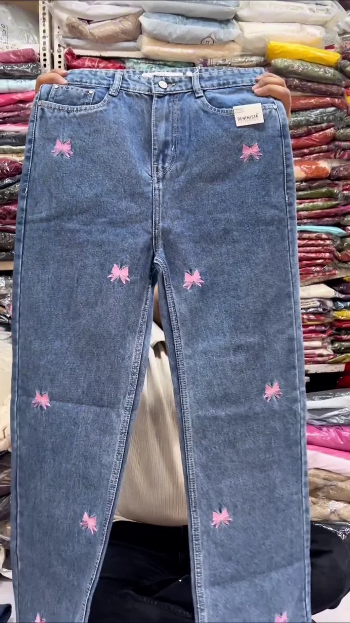 Women’s Butterfly Embroidered Denim Jeans – Premium Straight Fit Stylish Everyday Wear - Image 3