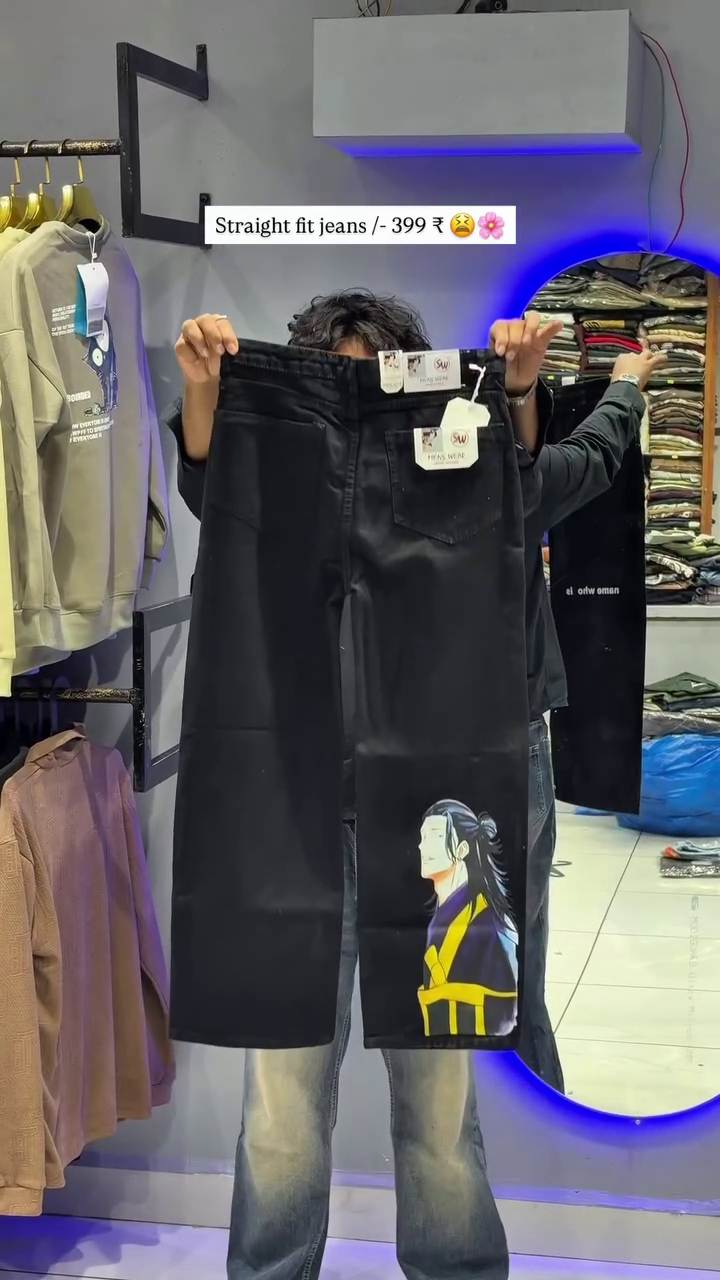 Script Straight-Fit Denim Jeans for Men - Image 2