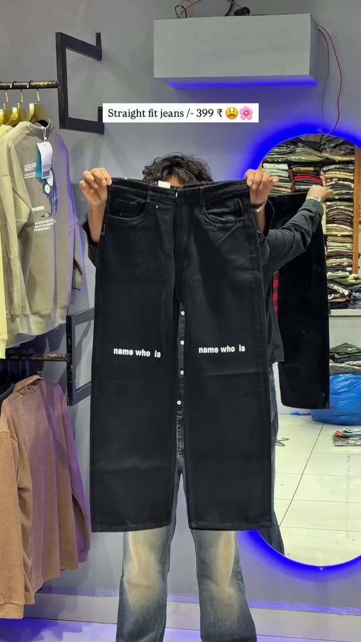 Script Straight-Fit Denim Jeans for Men - Image 3