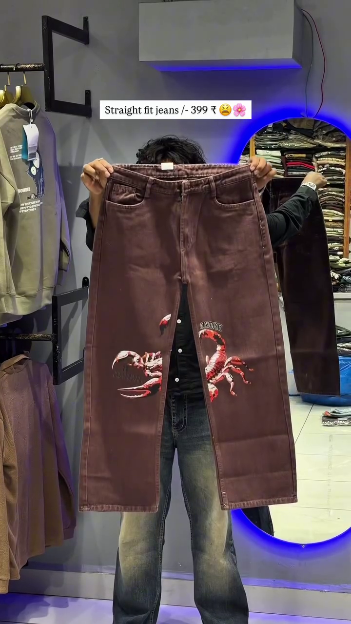 Script Straight-Fit Denim Jeans for Men - Image 4