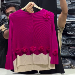 Rosé Pleated Top & Pants Co-Ord Set