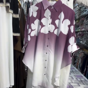 Stylish Purple Ombre Shirt Co-ord Set – Elegant & Modern Wear