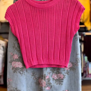 Hot Pink Ribbed Crop Top Set – Stylish & Bold Trend Wear
