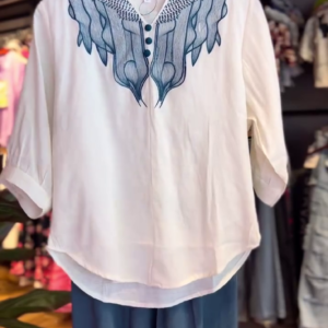 Elegant White & Blue Embroidered Co-ord Set – Premium Daily Wear