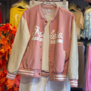 Cute Pink Varsity Jacket Set – Stylish Winter Party Look