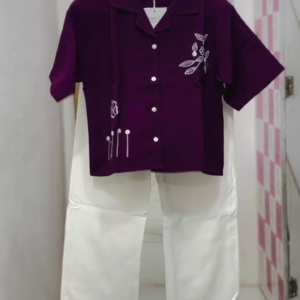 Plum Bloom Embroidered Co-Ord Set