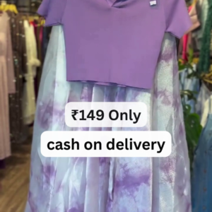 Lavender Crop Top & Tie-Dye Skirt Set – Dreamy Pastel Elegance