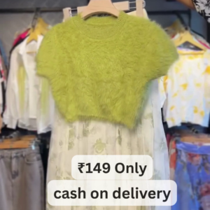 Lime Green Fuzzy Crop Top – Bold Winter Statement