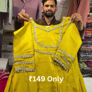 Elegant Yellow Embroidered Dress – Festive Charm at ₹149 with Cash on Delivery