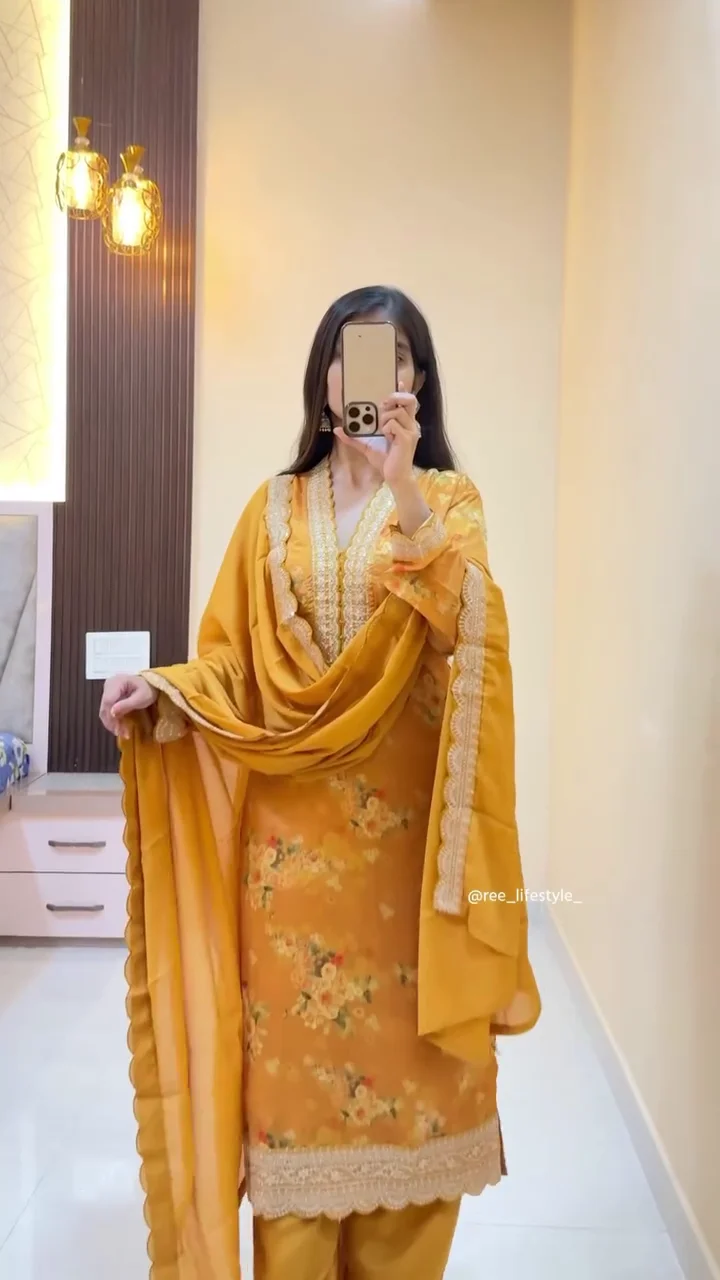 🤎 Brown Floral Ethnic Kurta Set with Dupatta – Elegant Printed Traditional Outfit for Women - Image 3