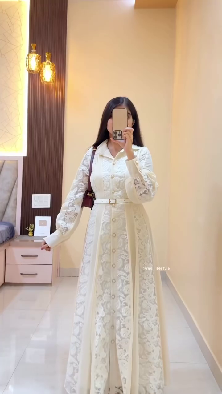 White Lace Button-Down Dress - Image 3