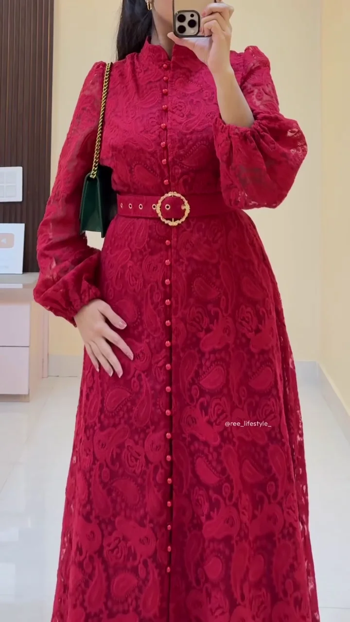 🤍 Elegant White Lace Button-Down Maxi Dress – Premium Long Sleeve Party Wear Dress - Image 4