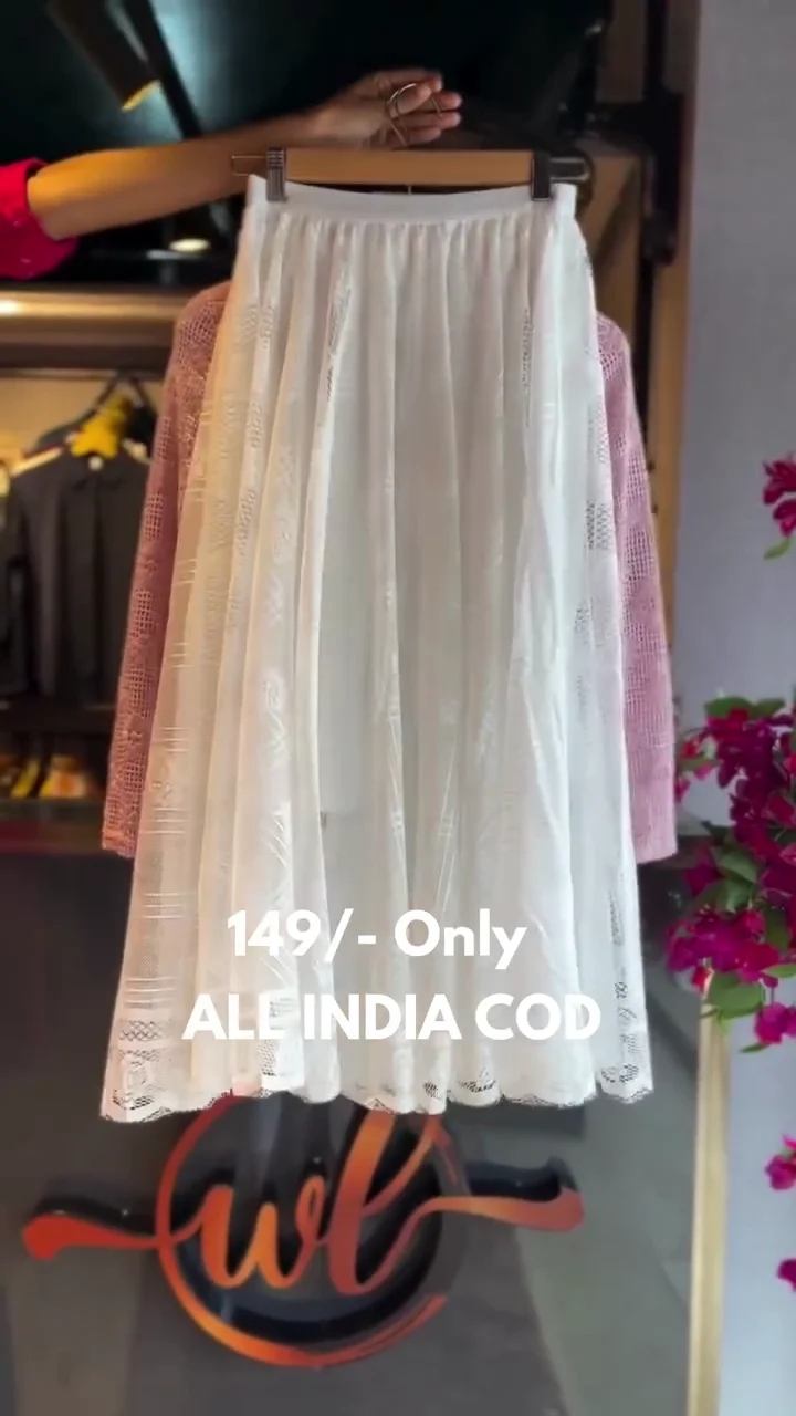 🌸 Pink Lace Top & White Flared Skirt Set – Elegant Feminine Two-Piece Outfit - Image 2