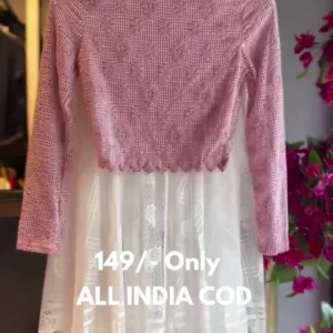 🌸 Pink Lace Top & White Flared Skirt Set – Elegant Feminine Two-Piece Outfit