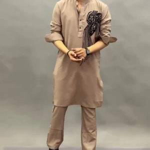 Taupe Embroidered Kurta Set