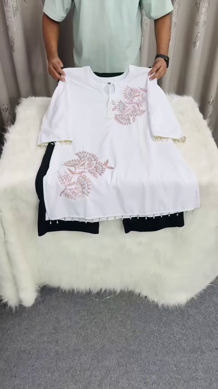 White Embroidered Co-Ord Set - Image 2