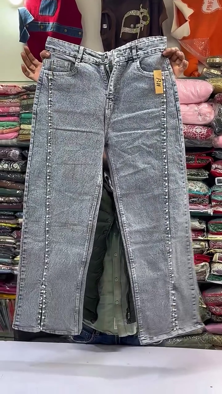 Grey Acid Wash Wide-Leg Jeans - Image 2