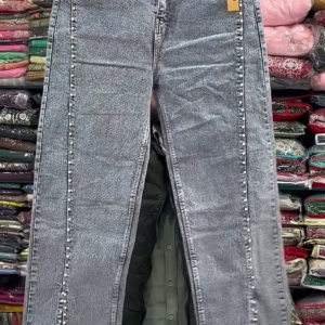 Grey Acid Wash Wide-Leg Jeans