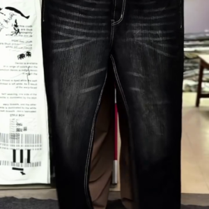 Black Distressed Wide-Leg Jeans