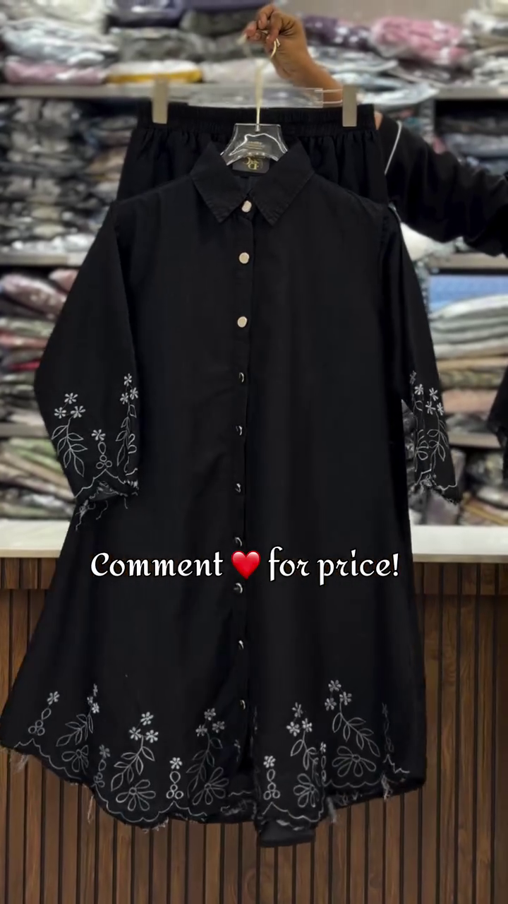 Navy Embroidered Button-Down Dress - Image 2