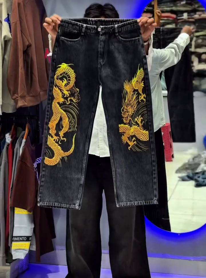 Light Blue Tribal Graphic Denim - Image 3