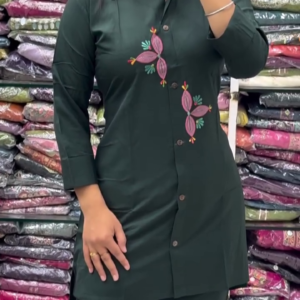 Dark Green Embroidered Co-Ord Set