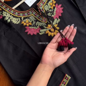 Black Floral Embroidered Kurta – Vibrant Handcrafted Charm