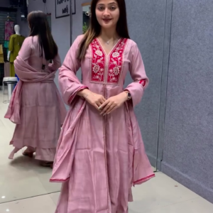 Blush Pink Embroidered Anarkali – Feminine Festive Delight
