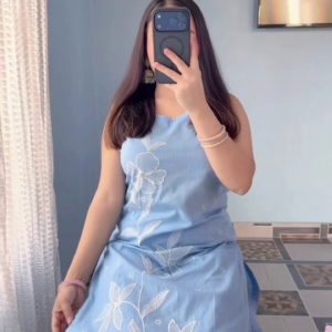 Powder Blue Floral Embroidered Suit – Soft Contemporary Elegance
