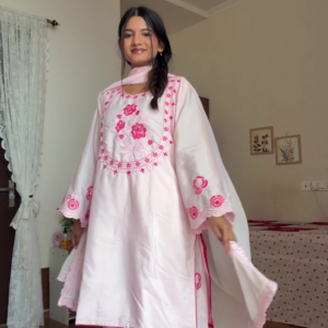 Pastel Pink Floral Embroidered Suit