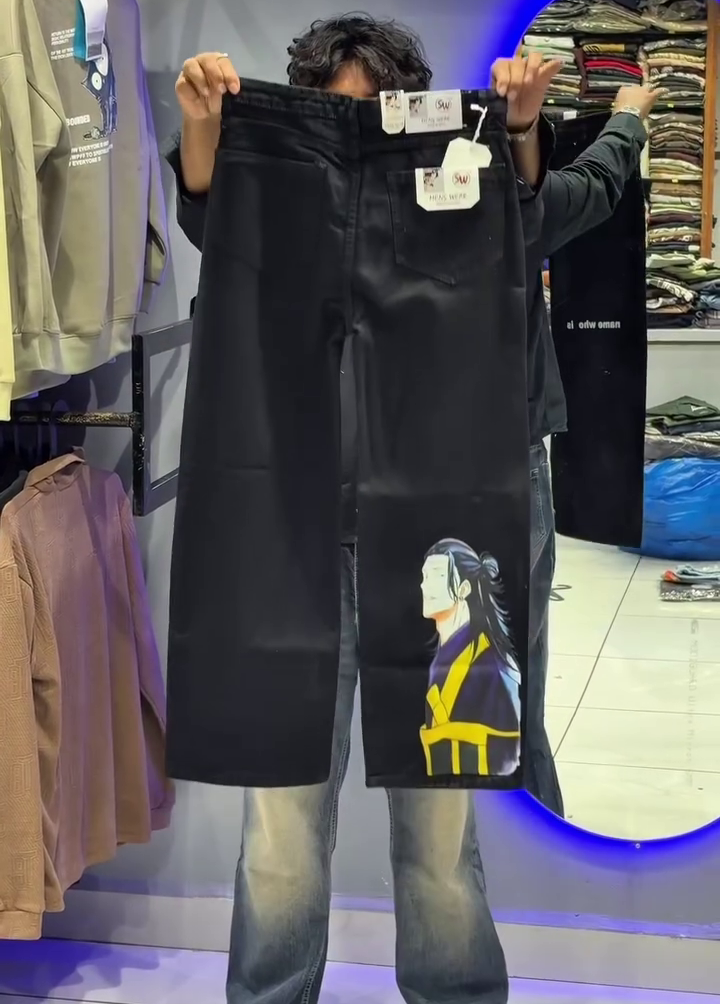 Wide-Leg Graphic Denim Jeans - Image 2