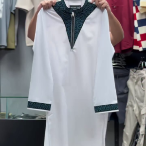 White Embroidered Collar Kurta