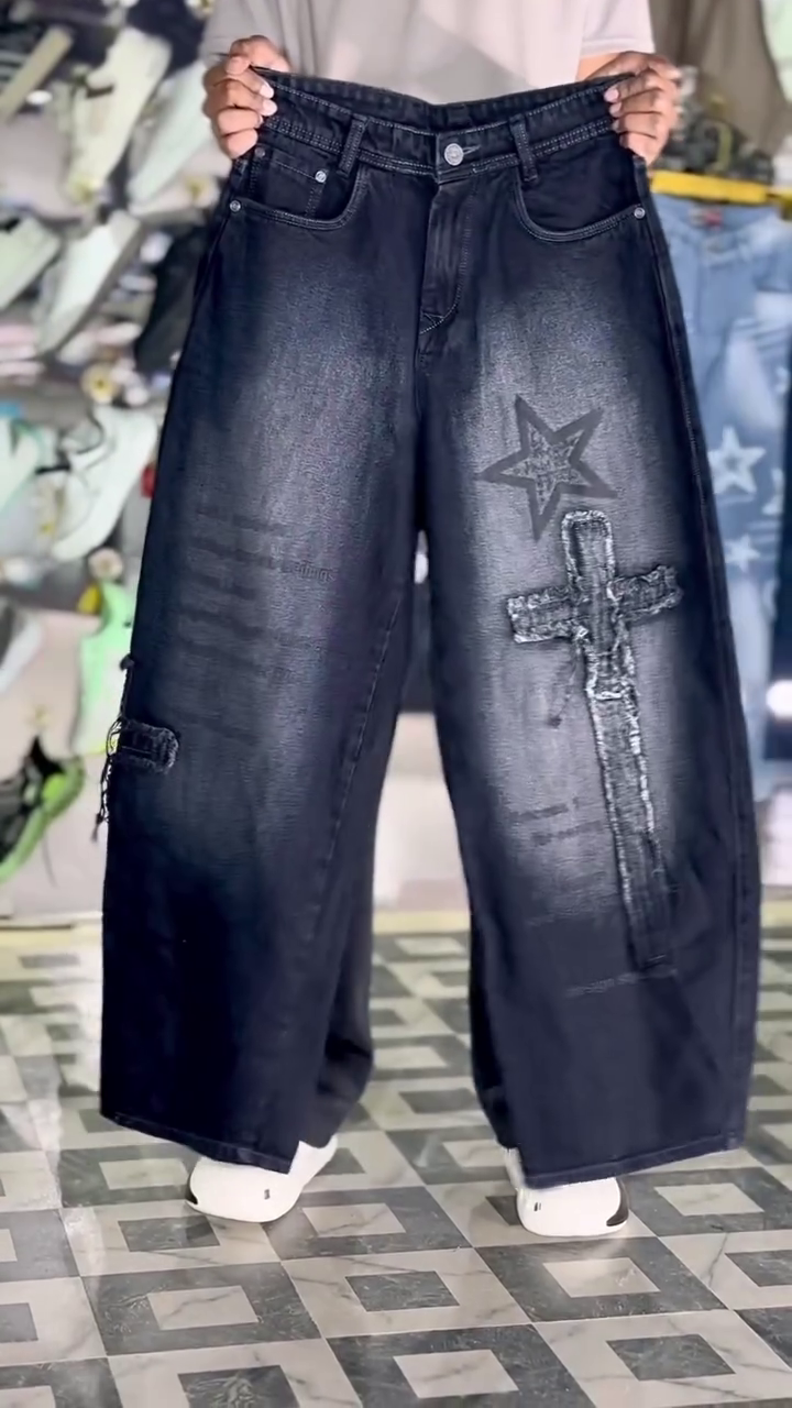 Light Blue Eagle Graphic Denim - Image 3