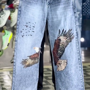 Light Blue Eagle Graphic Denim