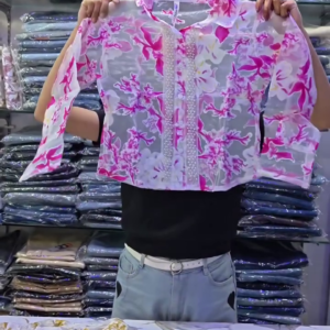 Pink Floral Sheer Crop Top