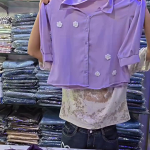 Purple Floral Crop Shirt