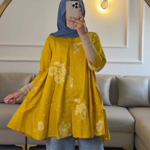 Mustard Floral A-Line Kurti