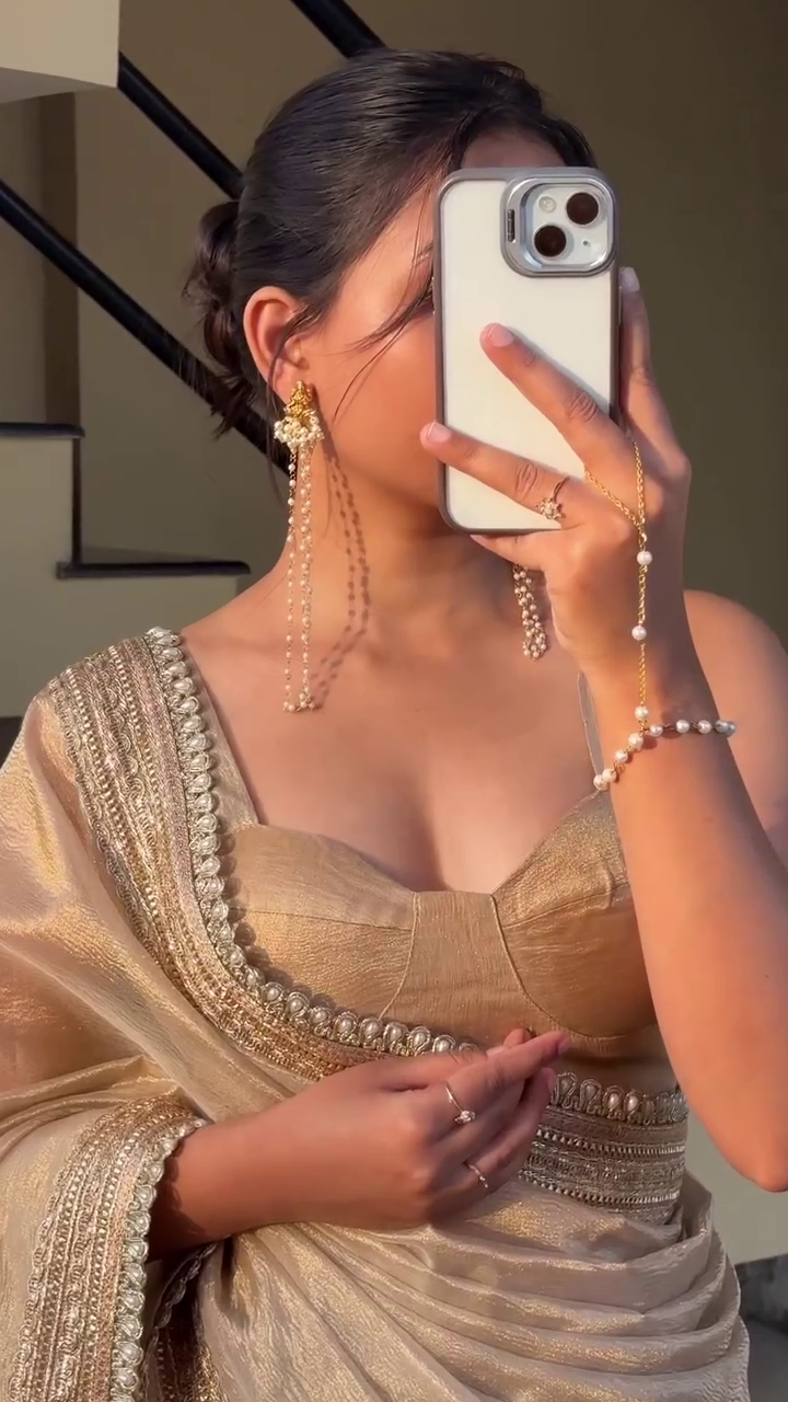 Gold Pearl Kundan Jhumka Earrings - Image 3