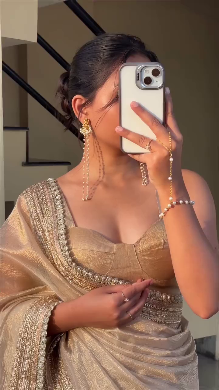 Gold Pearl Kundan Jhumka Earrings - Image 4