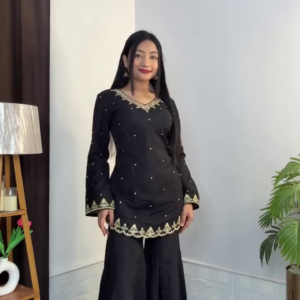 Black Traditional Outfit with Gold Detail