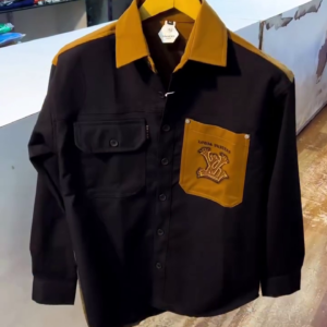 Black Contrast Collar Shirt