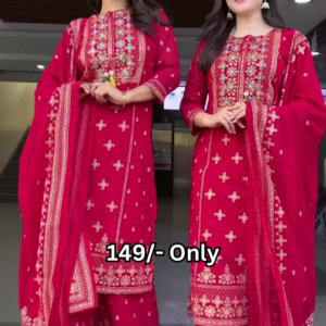 Royal Red Embroidered Suit Set