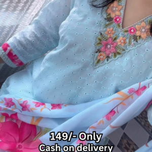 Baby Blue Floral Suit Set