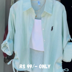 Mint Striped Casual Shirt Set
