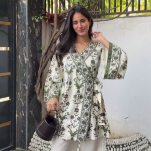 Botanical Kimono Top with Wide Pants