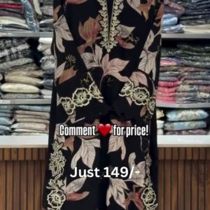 Classic Black Floral Kurti – Elegant Everyday Ethnic Style 🖤