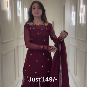 Elegant Maroon Sharara Suit – Graceful Festive Ethnic Style ❤️