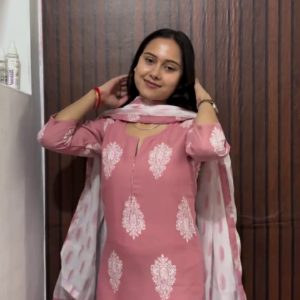Pink Printed Kurti Set